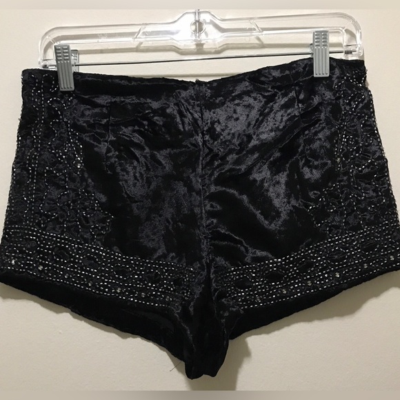 Ecote Urban Outfitters Mystic Pin-Up Embellished Black Velvet Shorts 4 - Picture 6 of 6